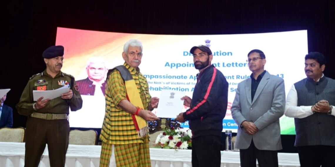 *LG Sinha hands over job letters to 41 family members of terror victims in Jammu*