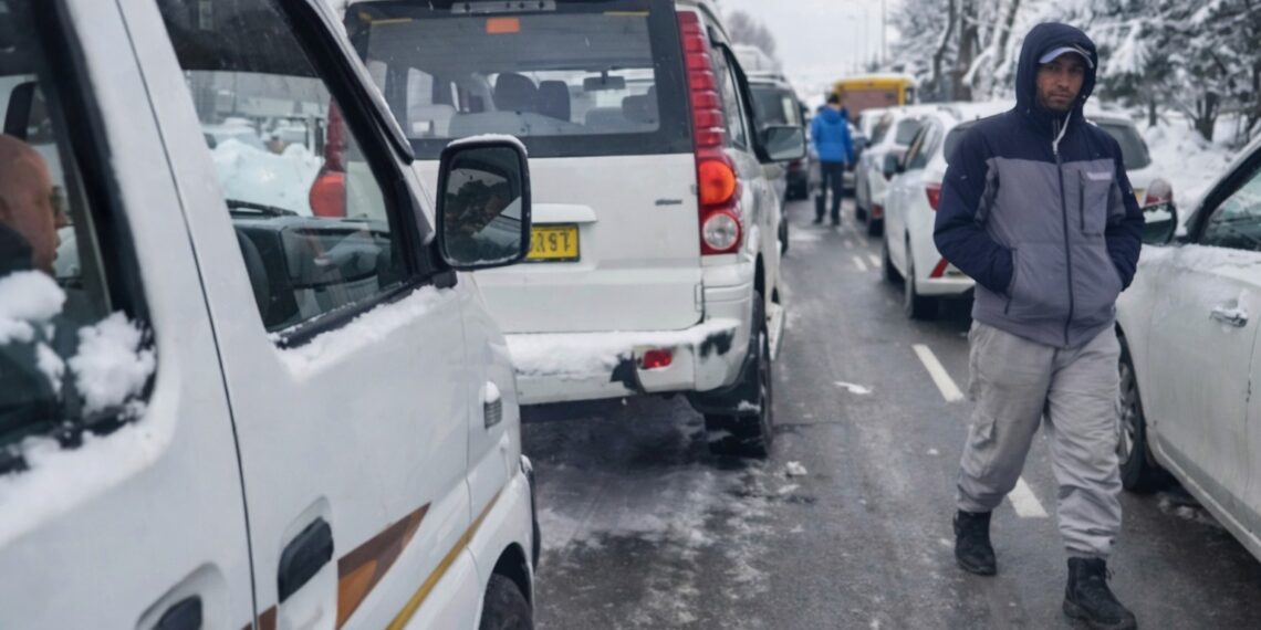 Slippery Gulmarg Road Triggers Massive Traffic Jam