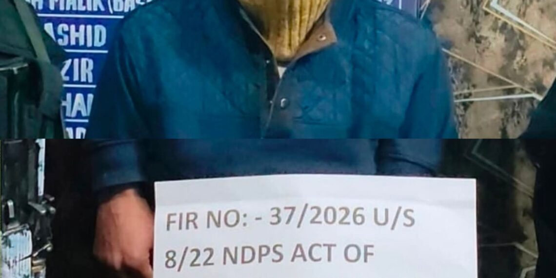 Sopore Police Apprehend Drug Peddler; Psychotropic Substance Recovered.