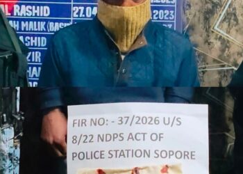 Sopore Police Apprehend Drug Peddler; Psychotropic Substance Recovered.