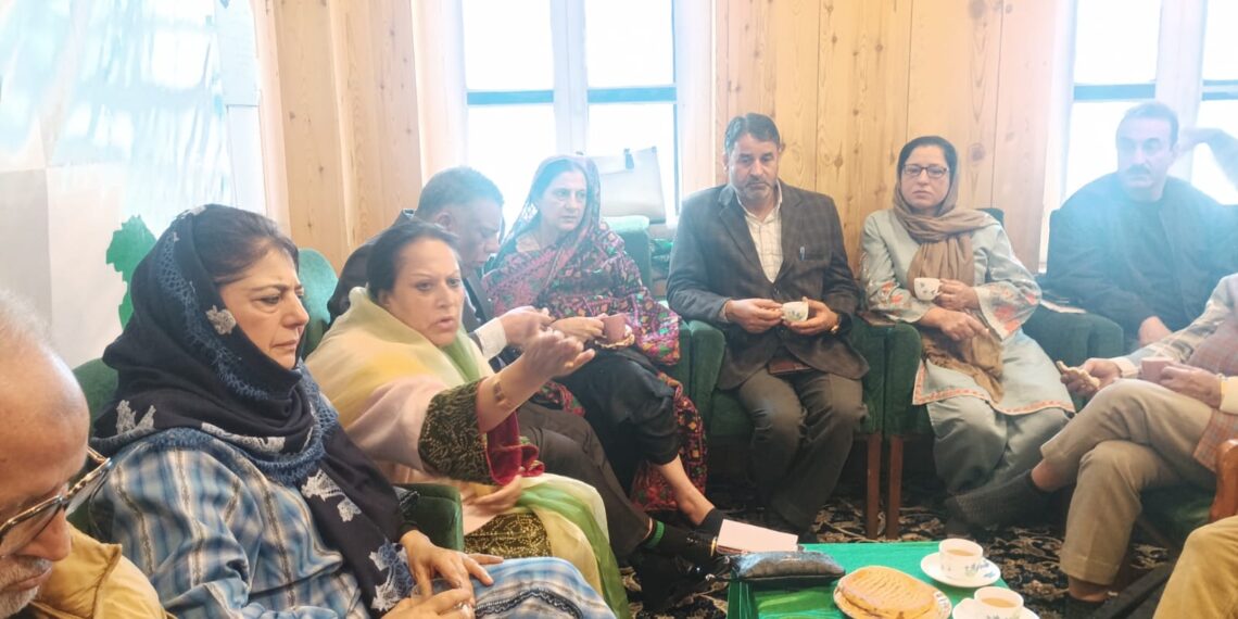 *A meeting of the PDP District Srinagar unit was held at the party headquarters in Srinagar under the leadership of Party President Mehbooba Mufti.*