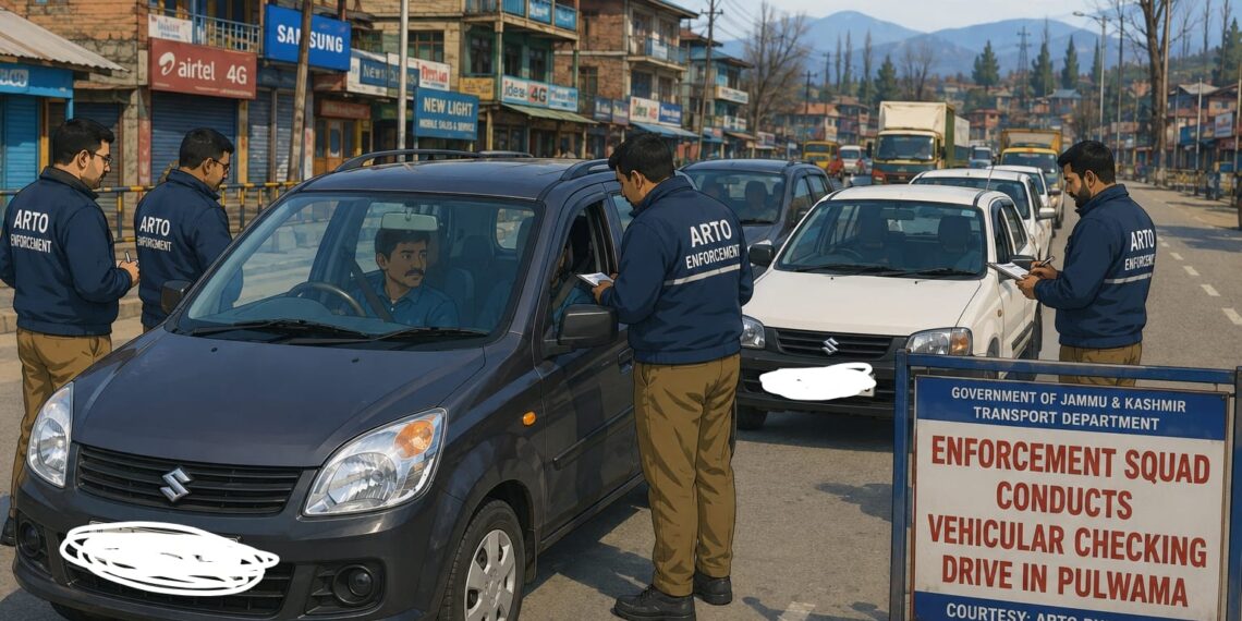 ARTO Pulwama Cracks Down on Traffic Violators, Issues 27 E-Challans