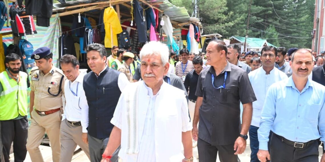 Lieutenant Governor visits Nunwan Base Camp, inspects facilities for Amarnath pilgrims