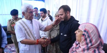 LG Sinha Visits Family of Head Constable killed in Anantnag Attack