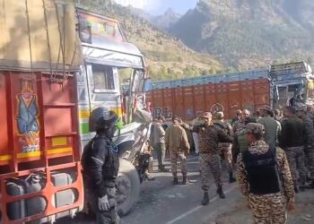 Three Injured as Two Trucks Collide on SSG Road in Gund