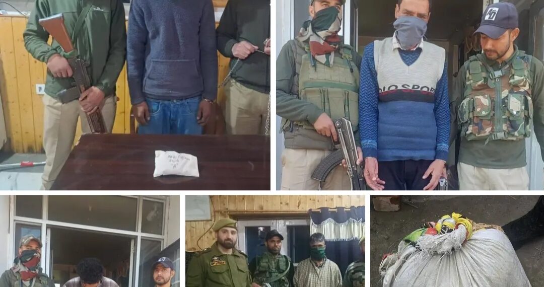 Four drug peddlers arrested with over 7.340 Kgs of Contraband in Anantnag