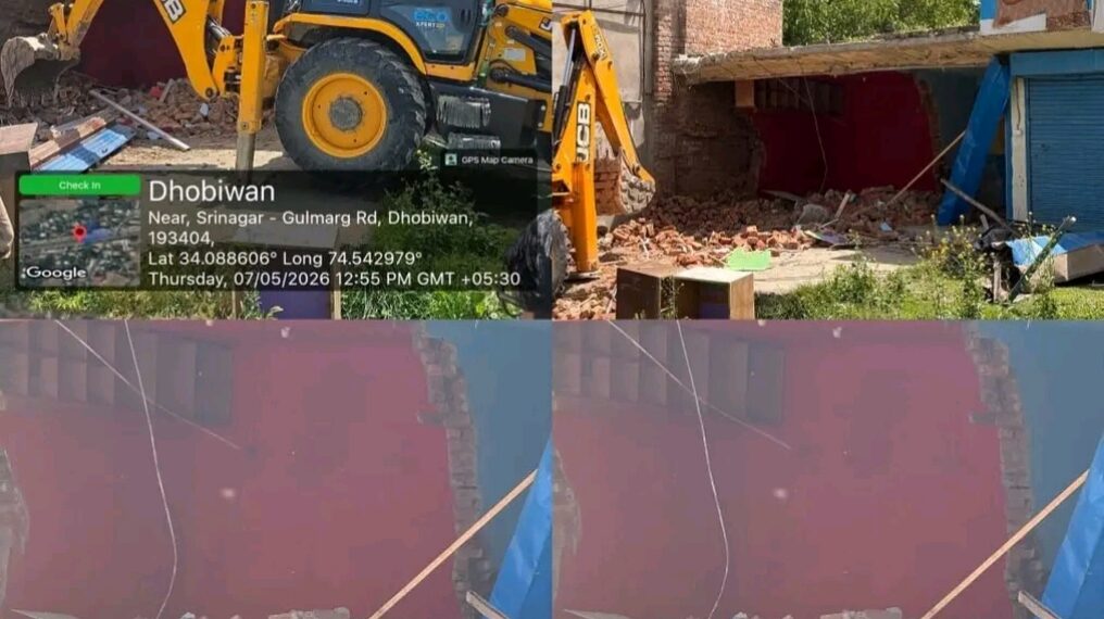 Police demolish Illegally acquired commercial property of drug peddler in Baramulla