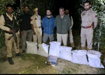 Police unearth underground drug hideout in Shopian; 28.968 kgs of crushed cannabis powder recovered
