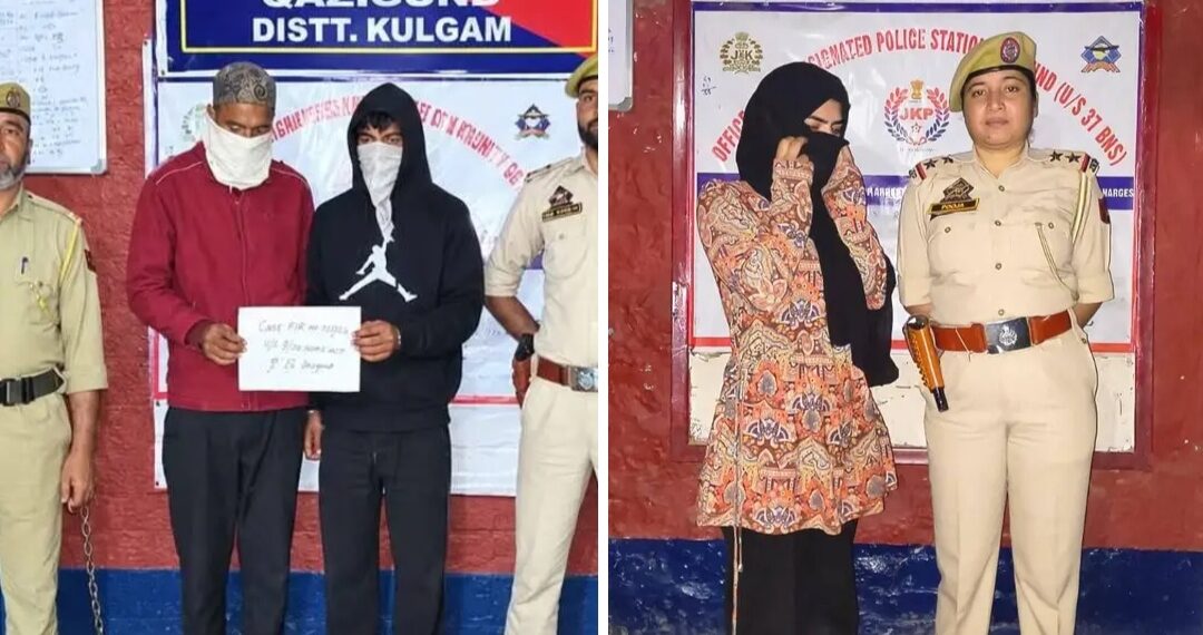 Woman Among Three Drug Peddlers Arrested in Kulgam, 190.5g Substance Recovered