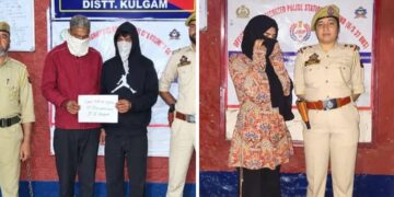 Woman Among Three Drug Peddlers Arrested in Kulgam, 190.5g Substance Recovered