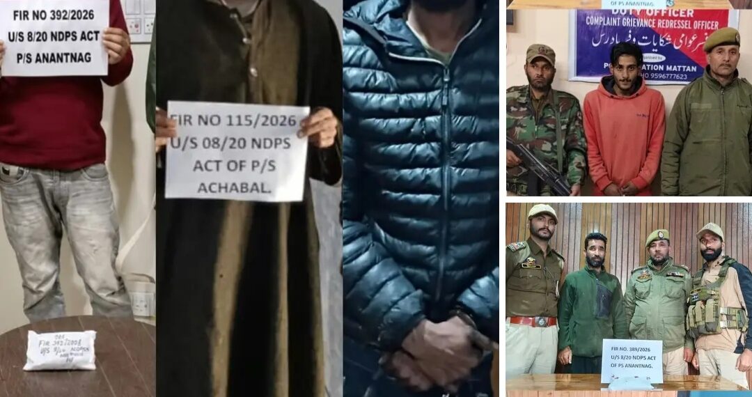7 Peddlers Arrested In Anantnag, Large Quantity of Contraband Substances Recovered