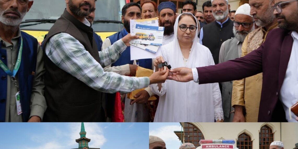 Dr Darakhshan hands over Ambulance to the people at Chrar-e-Sharif