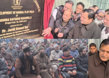 Javid Ahmad Dar lays foundation stone for Nagbal Playfield at Ladoora, Rafiabad