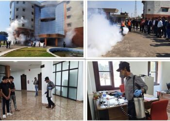 KEDI starts a disinfection drive at Bari Brahmana Campus as a precaution against Covid-19