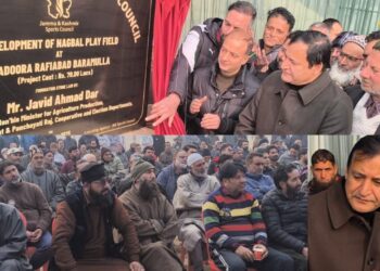Javid Ahmad Dar lays foundation stone for Nagbal Playfield at Ladoora, Rafiabad