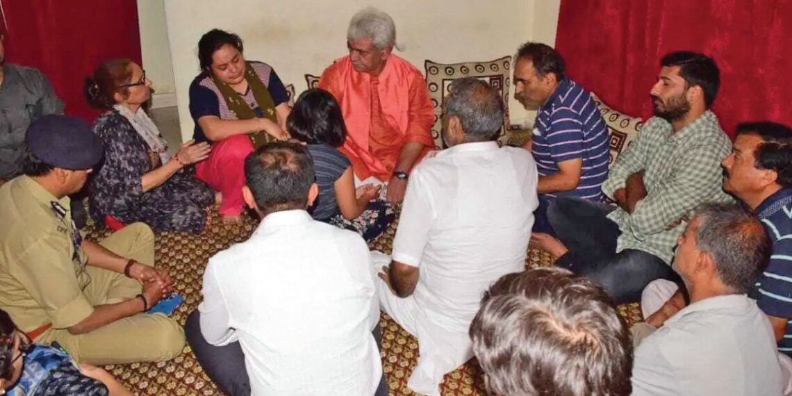 LG visits slain Rahul Bhat’s family in Jammu