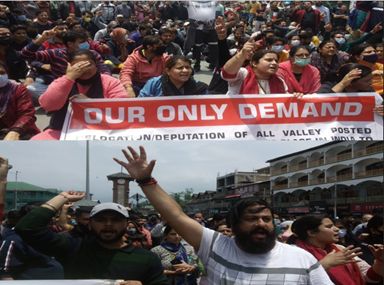 On day 10 of Rahul Bhat’s Killing KPs’ continue their protests in Valley parts