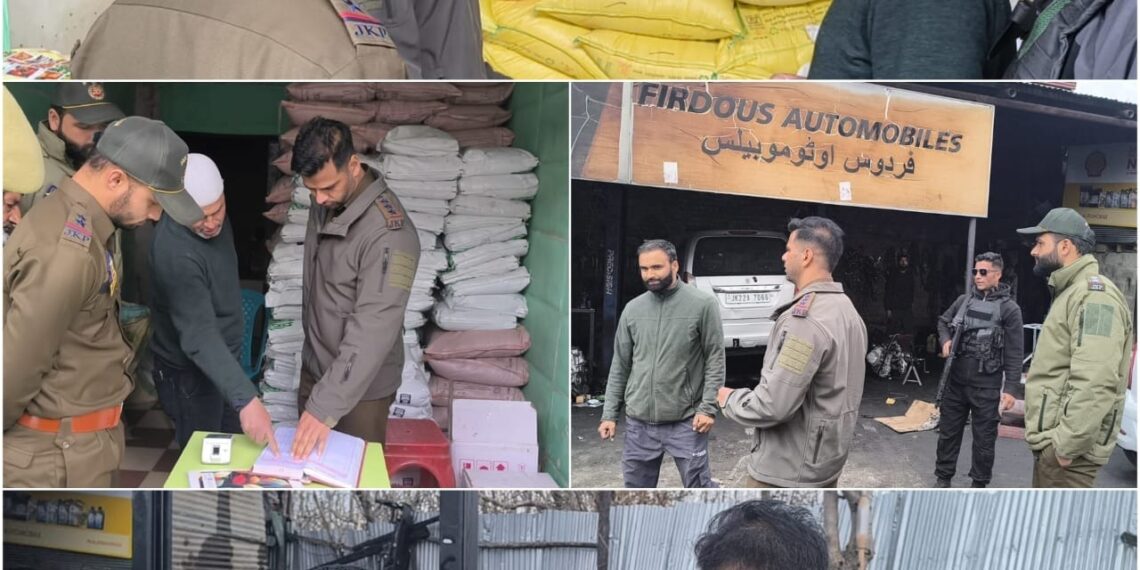 J&K Police Conduct Inspection of Chemical, Fertilizer shops and Garages in Kulgam