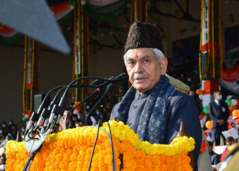 Lt Governor Manoj Sinha addressing Republic Day parade at M A Stadium Jammu-Pic/Kashmir Horizon