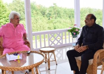 Lok Sabha Speaker Om Birla calls on LG Manoj Sinha