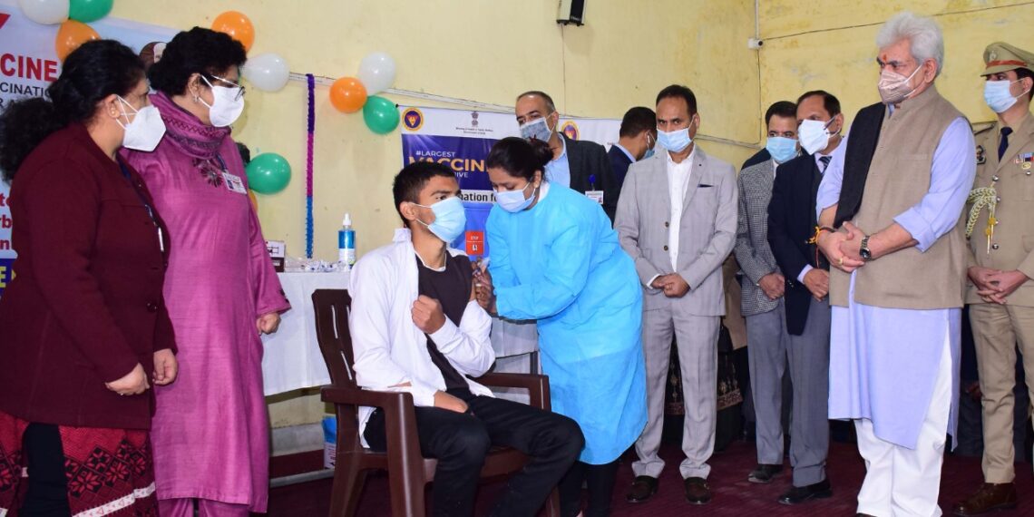 LG Sinha launches Covid-19 vaccination for 15-18 age group