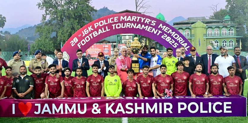 LG Salutes J&K Police Martyrs at 2th J&K Police Martyrs Football Tournament Closing in Srinagar