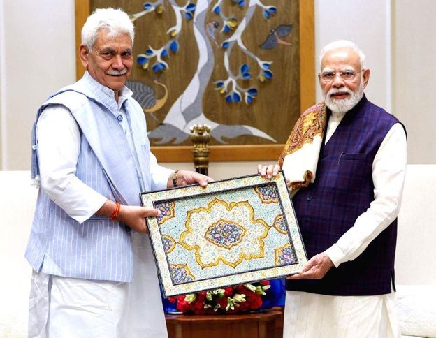 LG Sinha Calls on PM Modi in New Delhi