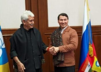 LG Sinha Meets Batu Sergeyevich Khasikov the Head of Republic of Kalmykia, discusses cultural issues, spiritual ties