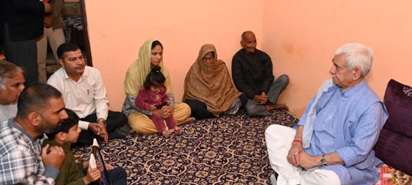 LG Sinha Visits Family of SSF Personnel Killed in Road Accident