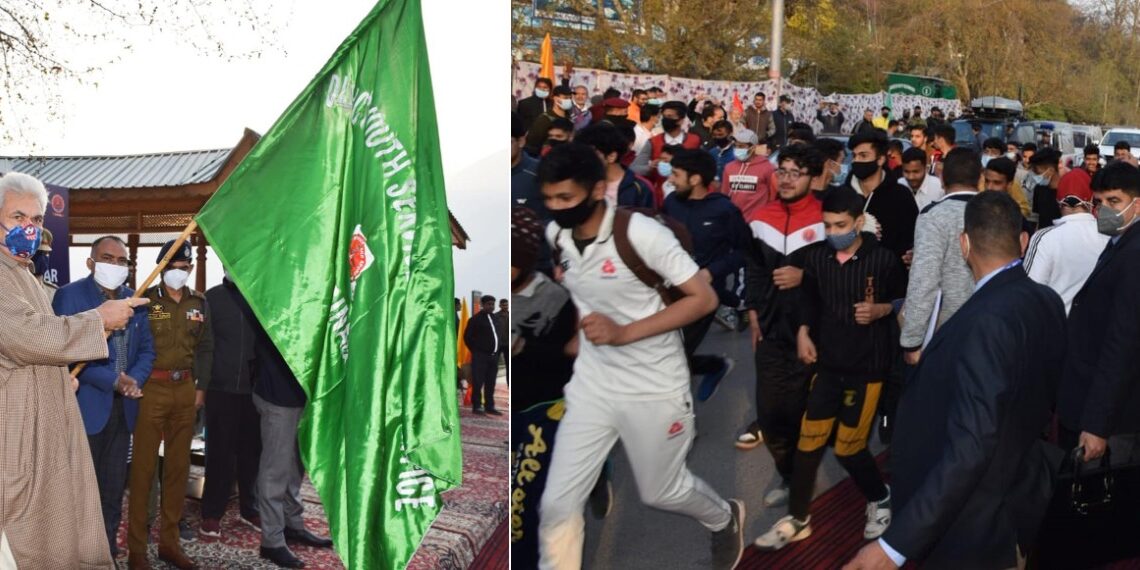LG Sinha flags off ” Spring Run For Drug-Free Srinagar’ at Dal Lake, Says “Govt committed to eliminate drug menace”
