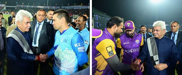 LG Sinha interacts with Int’l Cricket Legends at M A Stadium Jammu