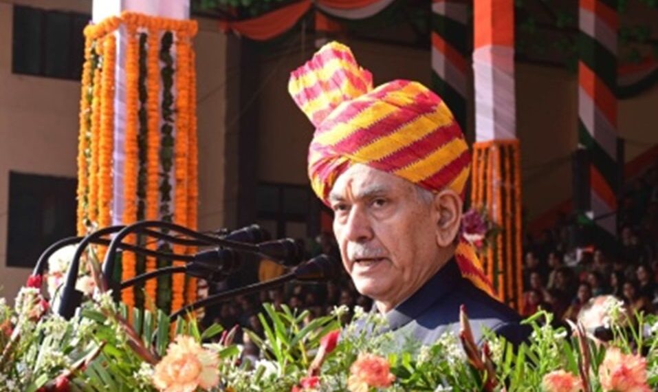 LG Sinha unfurls National Flag at Republic Day Main function At M A Stadium Jammu