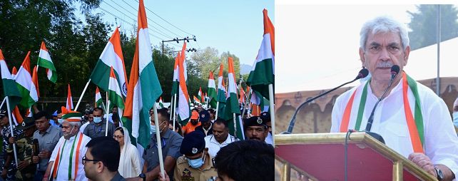 LG joins thousands of citizens in a Walkathon to celebrate Har Ghar Tiranga Utsav in Srinagar
