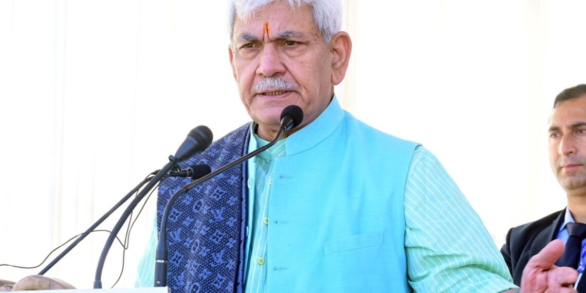 LG Sinha during the Kumaon Literary Festival at the Kashmir International Convention Centre