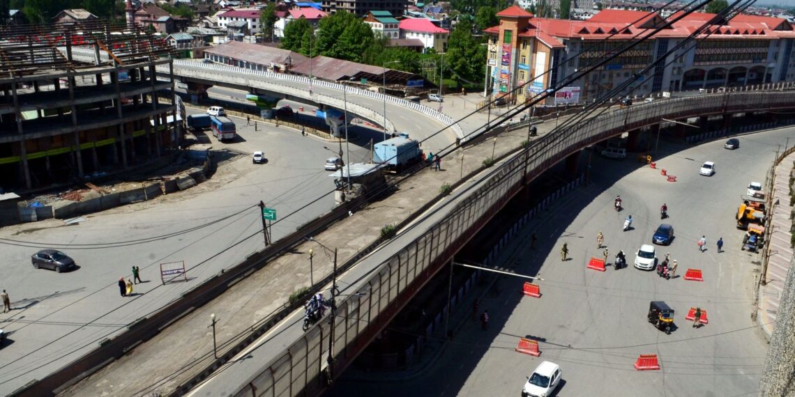A deserted view of Lal Chowk in Srinagar as authorities imposed 84-hour COVID-19 lockdown
