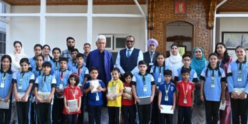 Lieutenant Governor Celebrates Raksha Bandhan with students from DPS Baramulla