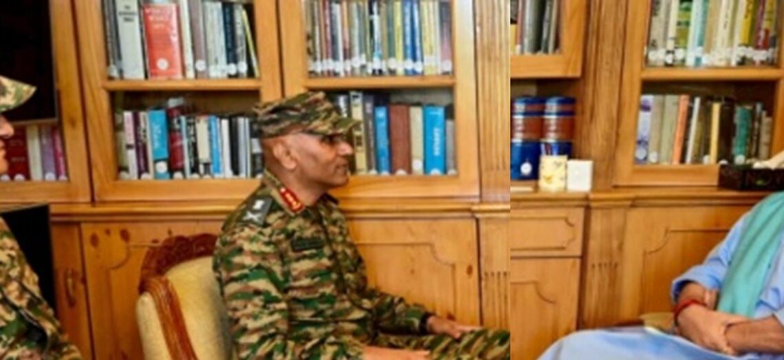 Lt. Gen Pratik Sharma, GoC-in-C) Northern Command call on LG