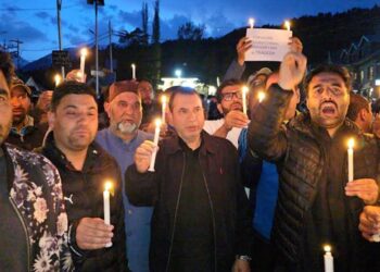 MLA Farooq Shah Leads Candlelight March at Tangmarg to Protest Innocent Killings in Pahalgam