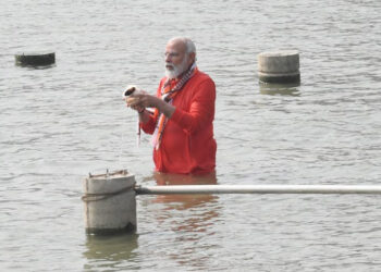 PM Modi takes holy dip in river Ganga in Varanasi
