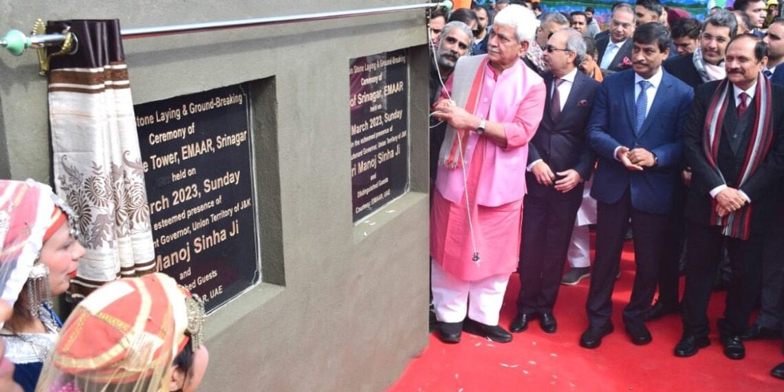 Lt Governor lays foundation stone for Rs 250 Cr Mall of Srinagar by Dubai’s Emaar