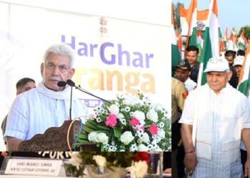 LG Flags off Tiranga yatra in Srinagar, Thousands Join Walkathon from Int’l Convention Centre to Botanical Garden