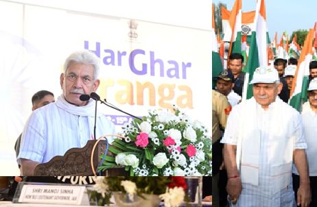 LG Flags off Tiranga yatra in Srinagar, Thousands Join Walkathon from Int’l Convention Centre to Botanical Garden