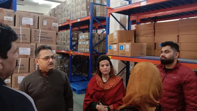 Managing Dir JKMSCL inspects Drug Warehouse Nagrota, Asks for inventory management