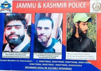 J&K Police releases photos of 3 ‘wanted’ militants active in Valley
