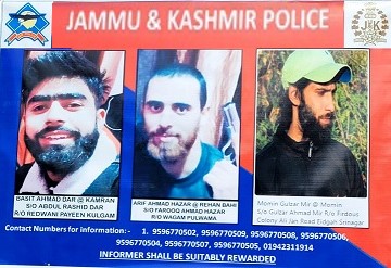 J&K Police releases photos of 3 ‘wanted’ militants active in Valley