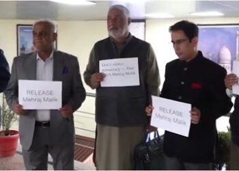 NC, Cong MLAs protest outside Assembly, seek Mehraj Malik’s release