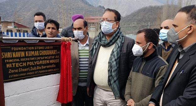 Navin visits Uri, Reviews dev scenario, Lays foundation stone for hi tech Polygreen House at Sheeri