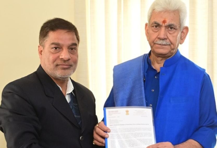 Nazir Ahmad Khan, Chairman DDC B’gam calls on LG In Jammu