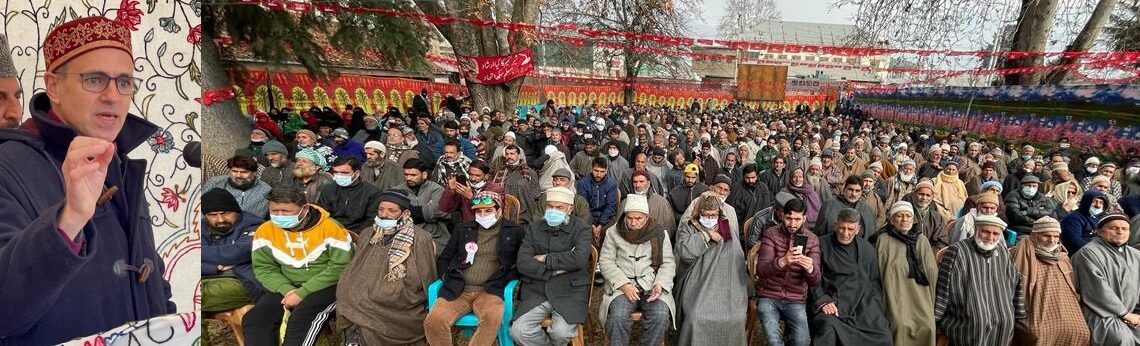 Omar Abdullah addressing a public rally at B’pora-Pic/ Kashmir Horizon