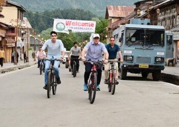 Restoring Normalcy: CM Omar pedals through Pahalgam with his sons